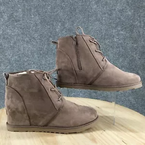 Dunes Boots Womens 12 M Kim Faux Fur Lined Wedge Ankle Booties Brown Fabric - Picture 1 of 17