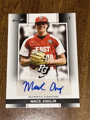 MACK ANGLIN 2018 Leaf PERFECT GAME BLACK GAMEDAY AUTOGRAPH #3/4 CLEMSON, ROYALS - Image 1 of 2
