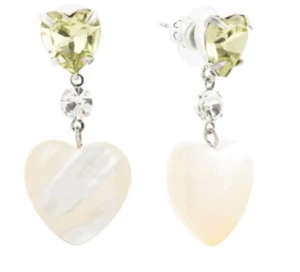 NEW! DANNIJO CREAM HEART DROP EARRINGS W CRYSTALS/ MSRP $145 - Picture 1 of 6