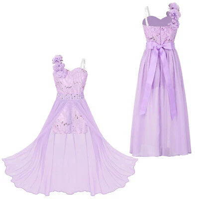 Flower Girl Sequins Dress Princess Party Wedding Bridesmaid Dresses Prom Gown - Image 1 of 2
