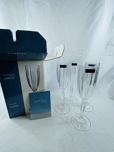 Marquis by Waterford "Omega" Champagne Flutes Lead Crystal Glass Set of 4 Marked - Picture 1 of 6