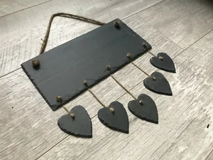 handmade slate hanging chalkboard engraving decoration multi drop hearts stars - Picture 1 of 9