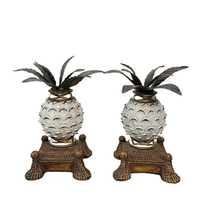 Vintage Ananas Buchstützen Paar Retro Hollywood Regency Grandmillennial Mark Roberts - Bild 1 von 13