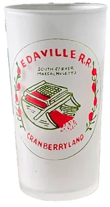 Vintage Edaville R.R. Cranberryland Souvenir Glass-5" Frosted-RT. 58 S. Carver - Imagen 1 de 3