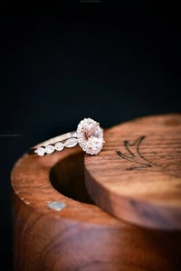 Morganita Diamante de Compromiso Tendencia Alianza 14k Oro Fino - Imagen 1 de 5