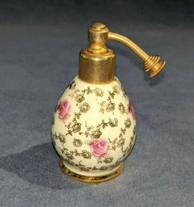 1960's Marcel Franck Porcelain Limoge Atomizer Perfume Chintz-like Rose  (PL4) - Picture 1 of 7