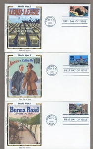 US FDC Colorado Silk Cachet 1991 Phoenix AZ World War II Set of 10 First Day - Picture 1 of 4