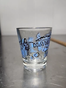 Vaso de chupito vintage años 60 ALOHA HAWAII HULA GIRL amarillo y transparente coleccionable ◇ - Imagen 1 de 4