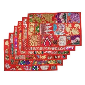 Multicolor Patchwork Cotton Placemats Set Of 6 Dining Table Place mat 12 X 18 - Picture 1 of 6