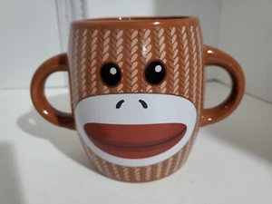 Sock Monkey Coffee Cup Tea Mug Double Handle Galerie Ceramic - Picture 1 of 3
