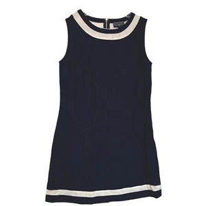 Duffield Lane marineblau weiß Etuikleid Damen Medium Leinen Old Money adrett minimal - Bild 1 von 5
