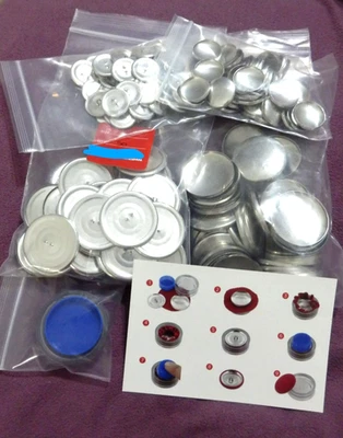 About 100 Metal Button Blanks to Make Approx. 1 & 2 Inch Fabric Buttons see desc - Image 1 of 4