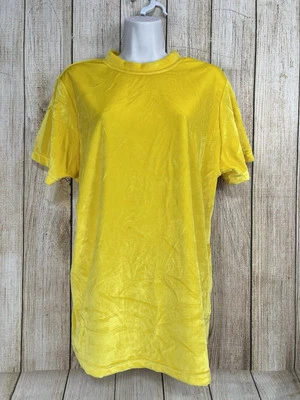 Vtg 80s Hunters Run Velvet Top Sz L Bright Yellow Pullover Short Sleeve Layering - Image 1 of 4