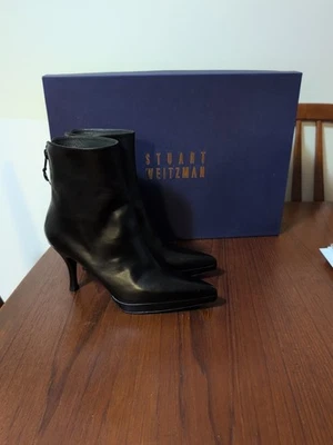 Stuart Weitzman  Black Leather Platform Bootie Size 6.5 - Image 1 of 4