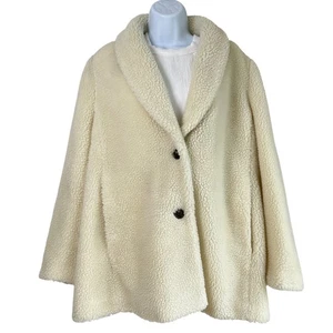 J. Crew Damen Teddy Fleece Mantel Champagner Größe Extra Large Preppy Cozy Academia - Bild 1 von 8