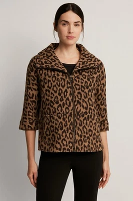 Chaqueta Carlisle Estampado Leopardo Lana Angora Cremallera Frontal Foto 1 de 4