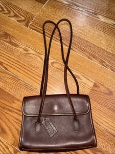 Vintage Coach Brown Leather Laurie Double Strap Flap Shoulder Bag J7c-9032 - Picture 1 of 10