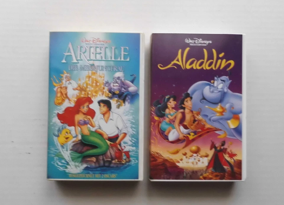Walt Disney:  Arielle + Aladdin / 2 VHS-Kassetten  / 80er Jahre ?/ gebraucht - Bild 1 von 3
