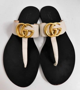 Gucci Marmont GG Zehentrenner Sandalen EU 35,5 US 5,5 Mystic White Leder Flip Flops - Bild 1 von 5