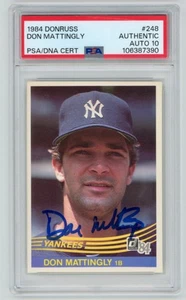 DON MATTINGLY Signed 1984 Donruss ROOKIE Card 248 PSA Auto 10 - Picture 1 of 2