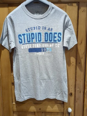Bubba Gump London T-shirt Forrest Gump Grey Small S Stupid Is As Stupid Does  - Image 1 of 4
