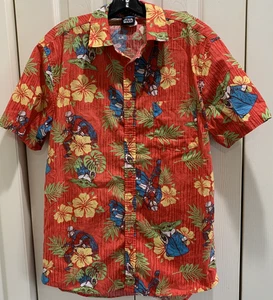 Star Wars Mandalorian Yoda Hawaiian Floral Button Down Short Sleeve Shirt Size M - Picture 1 of 4