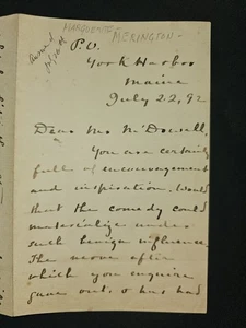 1892 Marguerite Merington ALS - spielt auf Wiedersehen! (Produziert 1893) & Oh, Belinda! - Bild 1 von 6