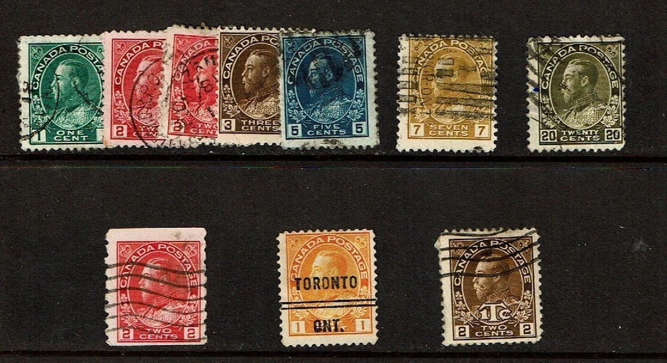 1912- Canada (BNA) Geo V MIXED LOT of 10 Sc#104- Used/Precancel/War - Image 1 of 1