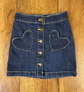 Tucker & Tate Denim Blue Jean Skirt Girls 5 Heart Pockets Button Down Clothes - Picture 1 of 4