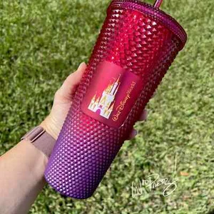 Vaso geométrico Starbucks 50 aniversario Disney World rojo/púrpura nuevo con etiquetas - Imagen 1 de 4