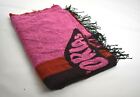 Victorias Secret Red & Pink Lips Knit Black Fringe Hem Throw Decor Blanket 58x50