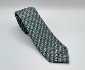 Egara Seidenkrawatte grün und grau Streifen 60"L 3"W - Bild 1 von 6