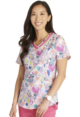 Lilo and Stitch Cherokee Scrubs Tooniforms Disney V Neck Top TF769 LHAF - Image 1 of 4