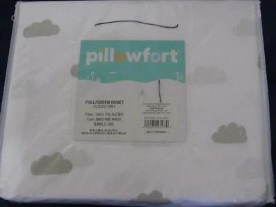 Juego de edredón Pillowfort Clouds F/Q ropa de cama para niños gris blanco completo queen nuevo #23183 Foto 1 de 4