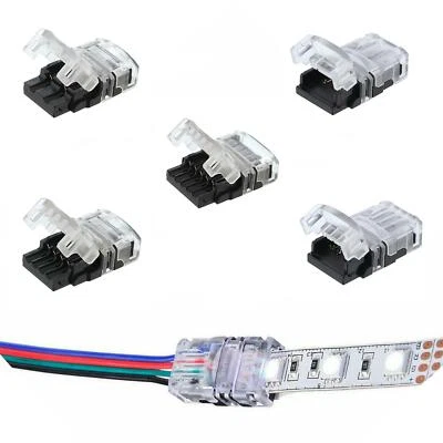 WIRE TO STRIP CONNECTOR CLIP LED 8mm 10mm RGB-W 2Pin 3Pin 4Pin 5Pin PCB ADAPTER - Image 1 of 4