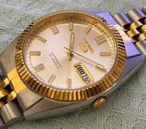 Seiko 5 mod Automatic SNX Stainless Band Two Tone 7009 3110 Watch Vintage - Bild 1 von 7