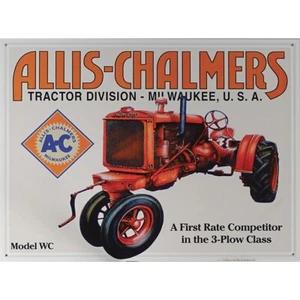 Letrero de hojalata para tractor Allis-Chalmers - 16" W x 12-1/2" H, hecho en EE. UU. #DE-1133 - Imagen 1 de 1