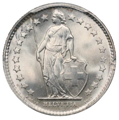 1955-B Switzerland Silver 1/2 Franc NGC MS-67 Swiss Helvetia Lucerne Collection - Image 1 of 4