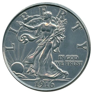 Giant 1916 Walking Liberty Half Dollar 3" Metal Coin Replica - Picture 1 of 2