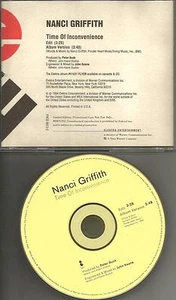 NANCI GRIFFITH Time of Inconvenience w/ RARE EDIT PROMO Radio DJ CD single 1994 - Picture 1 of 1