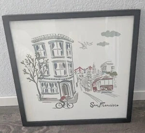 Pottery Barn "San Francisco" Black Framed Print 18" x 18" - Picture 1 of 10