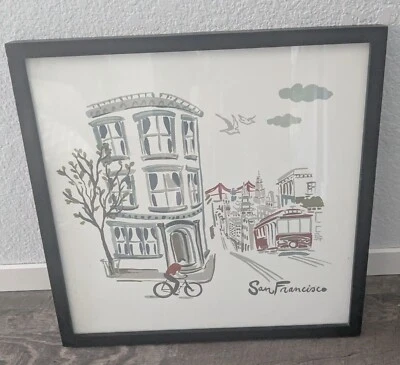 Pottery Barn "San Francisco" Black Framed Print 18" x 18" - Image 1 of 4