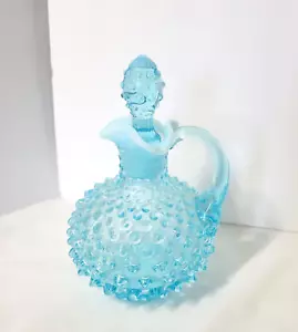 Blue Aqua Hobnail Cruet mit Stopper Fenton schwer zu finden alle Farben inkl Griff - Bild 1 von 20