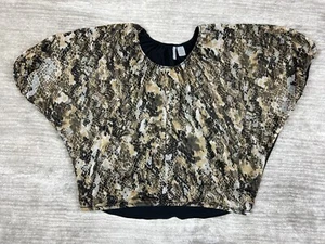 New Directions Weekend Top Womens Large Brown Black Blouse Poncho - Picture 1 of 10