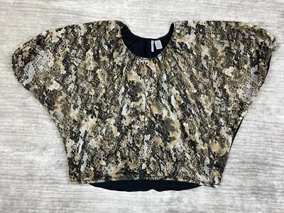 New Directions Top de Fin de Semana Mujer Grande Marrón Negro Blusa Poncho Foto 1 de 4