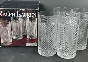 RALPH LAUREN HERRINGBONE Highball Set di 4 scatole originali in vetro cristallo fine - Foto 1 di 13