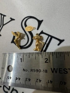2x Walt Disney Productions TINKERBELL & MICKEY MOUSE 14k 5g Gold Charms - Picture 1 of 3