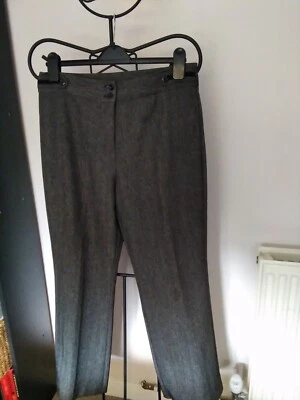 David Emanuel Size 12 Grey Stretchy Trousers. 32W/30L. Shortened, Straigh. Smart - Image 1 of 4