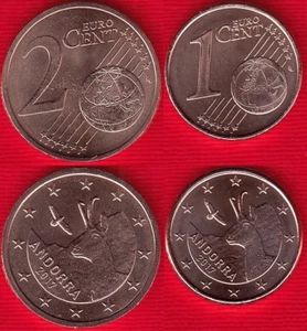 Andorra euro set (2 coins): 1 + 2 cents 2017 UNC - Picture 1 of 1