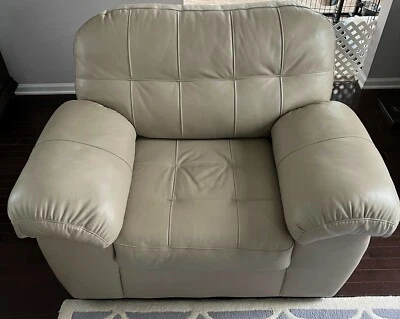 Taupe Beautiful Italian Leather Chair - Image 1 of 4